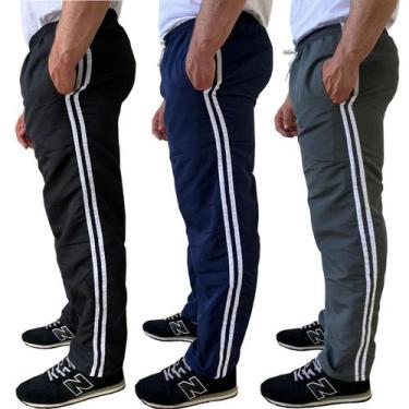 Imagem de Kit 3 Calças Tactel Masculina 3 Bolsos Preta Azul Cinza - Kad, GG, Var