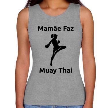 Imagem de Regata Feminina Mamãe Faz Muay Thai - Foca na Moda, Cinza, GG