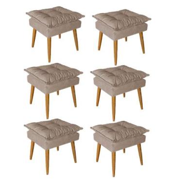 Imagem de Kit 06 Puff Puf Banqueta Opala Para Quarto Sala Recepção Suede Capucci