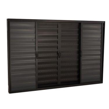 Imagem de Janela Veneziana em Alumínio 120 x 150 x 8 cm 6 Folhas Preto Básica MM