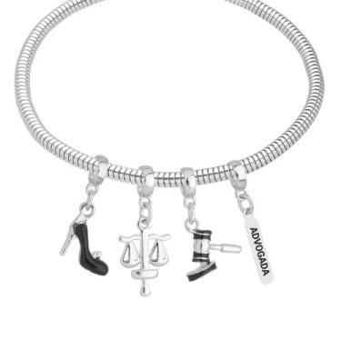 Imagem de Pulseira Advogada Berloque Banhado a Prata 925 - Work Semijoias