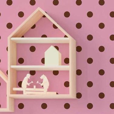 Imagem de Papel de Parede Adesivo Poá Rosa e Marrom N018065 - Adesivo BR