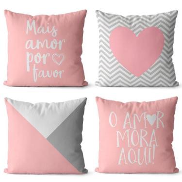Imagem de Kit 4 Capas almofadas decorativa rosa e cinza 40x40 - kombigode