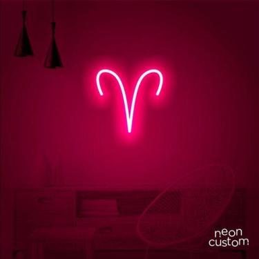 Imagem de luminaria letreiro Neon Led Signo Áries 100x100 luminoso decoração p/ 