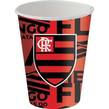 Imagem de Copo Papel Tema 200ml Flamengo Futebol - 08 unid - Não informado