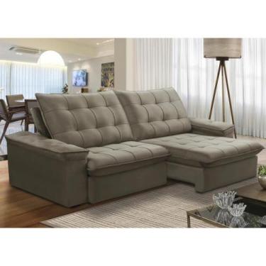 Imagem de Sofá 3L 2,3m Ret/Rec Veludo Ferguile Batam - Castor - Ferguile Estofad