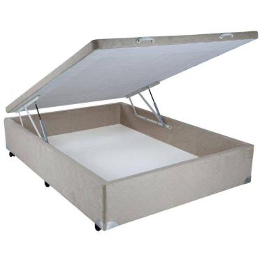 Imagem de Base Cama Box Baú Casal Suede Bege 43x138x188