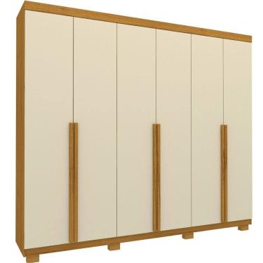 Imagem de Guarda Roupas Roupeiro Casal Gelius Imperatriz 06 portas 4 gavetas com pés Naturale OFF White