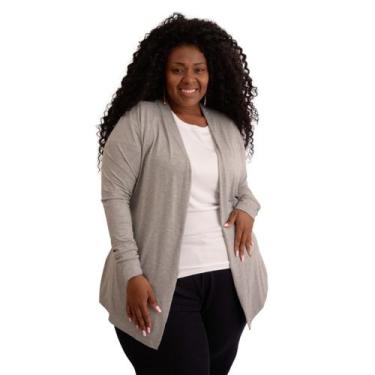 Imagem de Cardigan Plus Size Casaquinho Manga Longa KIMONO Feminino - FR Moda Fi