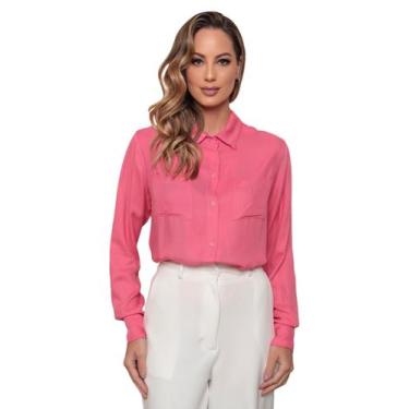Imagem de Camisa Social Feminina Manga Longa Neo Pink - Gardenia Jalecos, GG