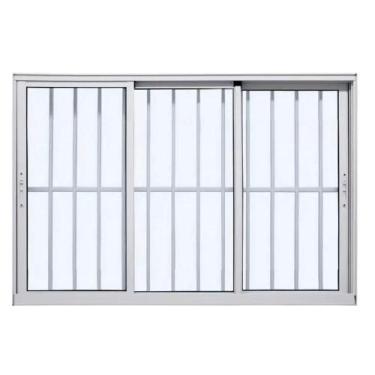Imagem de VITRÔ 3 FOLHAS SACADA L-25mm PREMIUM C/ GRADE BRANCO - Inove Esquadria