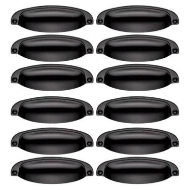 Imagem de Kit 12 Puxador Concha Provençal Paris Preto Para Gaveta Móveis - RENNA