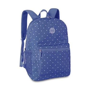 Imagem de Mochila Bolsa Costas Escolar Juvenil Feminina Poá - Clio, Azul
