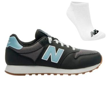 Imagem de Tênis New Balance 500 V2 Feminino e Meia, 38, Preto, Azul, Feminino