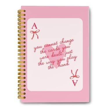 Imagem de LiTiu Caderno espiral rosa preppy para meninas adolescentes e mulheres, escola, caderno estilo feminino Coquette, caderno pautado na faculdade, caderno espiral de capa dura moderno e divertido, 80