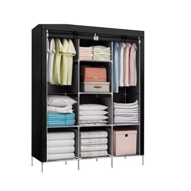 Imagem de Guarda-roupa Portátil Dobrável Armazenagem do Organizadores Guarda Roupa Modulado Solteiro Multiuso (PRETO)