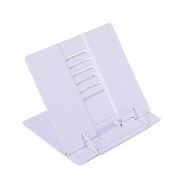 Imagem de Citmage Suporte de mesa para documentos, suporte de leitura de metal resistente, com menu de revistas de livros, iPad, partitura musical, rascunho de discurso com 6 posições ajustáveis, branco