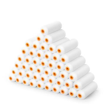 Imagem de VOOMEY Rolo de pintura de espuma, rolos de pintura pequenos 10 cm, capas de rolo de tinta branca, pacote com 48, perfeito para repintura de cantos pequenos, como mesas, bordas de janela, cercas,