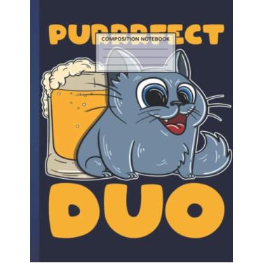 Imagem de Composition Notebook: Perfect Duo Beer and Cat 8.5 x 11 Inches, 110 Pages Wide Ruled Paper Notebook Journal, Pretty Wide Blank Lined Workbook For Home School College Writing Notes