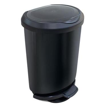 Imagem de Lixeira 45L Preta com pedal borda trava saco Arqplast