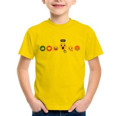 Imagem de Camiseta Infantil Reações Facebook Eita! - Foca na Moda, Amarelo, 14