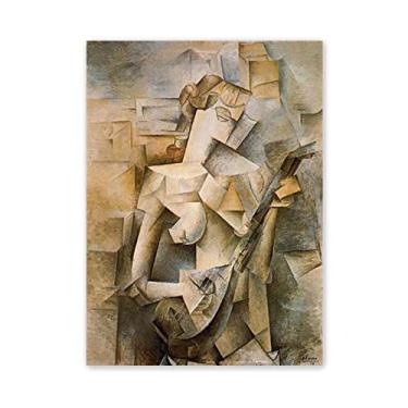 Imagem de JZSDGB Menina com bandolim de Pablo Picasso Arte de parede em tela Impressão de pinturas famosas em tela reprodução de belas artes pinturas a óleo imagem de paisagem para decoração de sala de estar 30