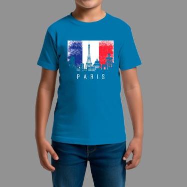Imagem de Camiseta Infatil Streetwear Básica Casual Estilosa Gola Redonda Paris 
