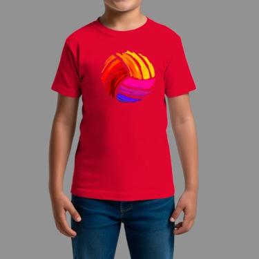 Imagem de Camiseta Infatil 100% Algodão Casual Estilosa Manga Curta Voleiball - 