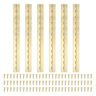 Imagem de PATIKIL Dobradiça de piano de 30,5 cm x 3,5 cm, dobradiça contínua de aço inoxidável 304 6 pld com furos para porta de portão de piano, caixa de armazenamento de madeira, barco, armário dourado