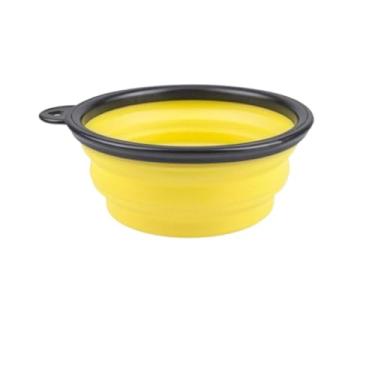 Imagem de Pote Tigela Comedouro Bebedouro Retrátil de Silicone com Mosquetão para Cachorro e Gato (AMARELO)