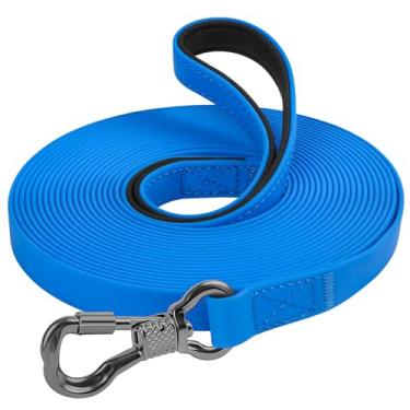 Imagem de XiaZ Coleira longa à prova d'água para cães de 3 m, 5 m, 20 pés, 30 pés, 100 pés, coleira de treinamento para cães grandes, médios e pequenos ao ar livre, passear, brincar, acampar ou quintal (3 m,