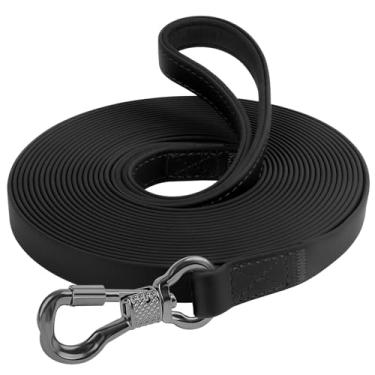 Imagem de XiaZ Coleira longa à prova d'água para cães de 3 m, 5 m, 20 pés, 30 pés, 50 pés, 30 pés, 100 pés, coleira de treinamento para cães grandes, médios e pequenos ao ar livre, passear, brincar, acampar ou