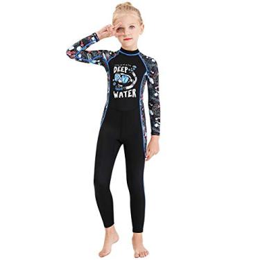 Imagem de Maiô infantil de corpo inteiro, peça única, Rash Guard, manga comprida, roupa de banho para meninas, meninos, crianças, roupa de banho FPS 50+ proteção solar UV, secagem rápida para esportes aquáticos