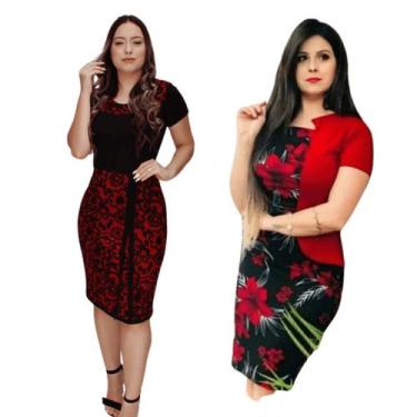 Imagem de Combo 2 Vestidos Feminino Evangélico Qualidade Tecido Grosso Manga Cur