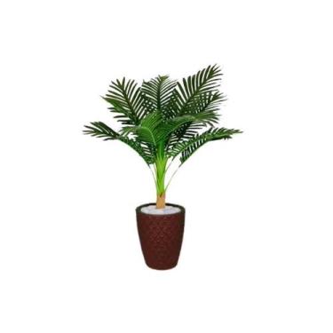 Imagem de Planta Artificial Árvore Palmeira 95cm Real Toque Kit + Vaso E. Marrom