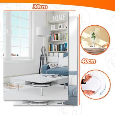 Imagem de Kit 2x Espelhos Placa 30x40cm Com Adesivo Auto Colante Acrílico - Uzy 