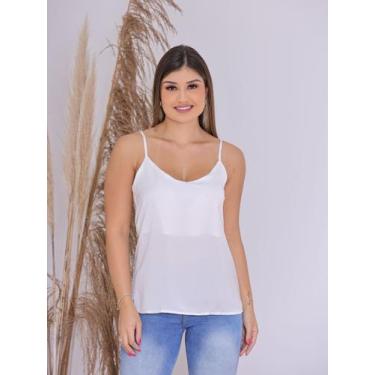 Imagem de Regata Feminina Alcinha Crepe com Forro Básico Casual - SML Fashion, M