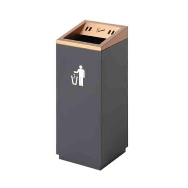 Imagem de Coluna de cinzas Preto/branco Hotel Lixeiras Lobby Vertical Aço Inoxidável Cinzeiros Corredor Corredor Hotel Clube Hall Ao Ar Livre Coluna de cinzas de chão(Preto)