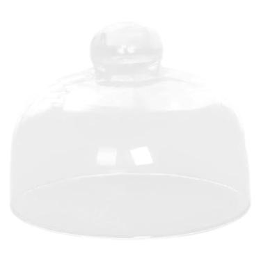 Imagem de YWJLQH Tampa de bolo de vidro tampa transparente capa de bolo exibição de pastelaria redonda exibir cloche para decoração de prato de bolo de aniversário de, 14.5x12cm
