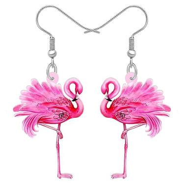 Imagem de DALANE Brincos de flamingo divertidos de acrílico para mulheres, lindos brincos de flamingo rosa tropical, joias hipoalergênicas para amantes de pássaros, pingentes de festa na praia, Medium,