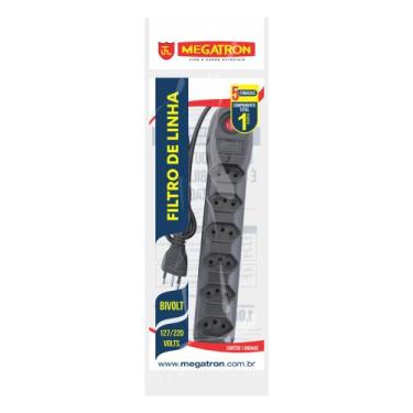 Imagem de Filtro de linha 6 tomadas 10A Megatron 