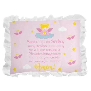 Imagem de Travesseiro Bebê Oração Santo Anjo Incomfral 28X35 Feminino