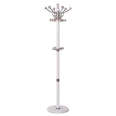 Imagem de Rack organizador de casacos, cabideiro de aço inoxidável, cabide doméstico de liga de alumínio, moderno, moderno, independente, cabide (branco) suporte para chapéu e guarda-chuva