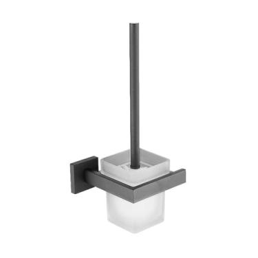 Imagem de Acessórios para banheiro cinza escovado, porta-toalhas de metal em aço inoxidável, suporte para papel higiênico, gancho para roupão, barra para toalhas, acessórios para banheiro, escova para banheiro