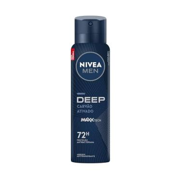 Imagem de NIVEA MEN Desodorante Antitranspirante Aerossol Masculino Deep Original - Proteção prolongada de 48h, fórmula com carvão ativado, combate impurezas, antibacteriano, perfume prolongado