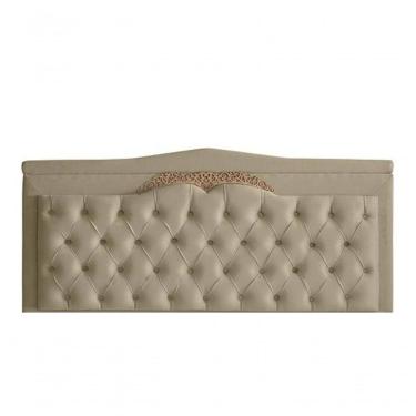 Imagem de Cabeceira De Cama Painel Barcelona King 195 Cm Retro Capitonê Botão Encapados Suede Bege Do Lar Móveis