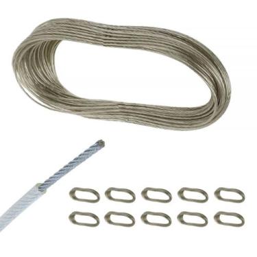 Imagem de 10un Varal cabo aço revestido Corda 10x10m parede e teto - clink
