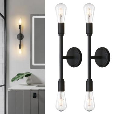 Imagem de Phansthy Conjunto De Dois Arandelas De Parede, Luminárias De Parede Modernas, Luminária De Banheiro De 2 Luzes Sobre O Espelho, Luminária De Teto/Parede Interna Para Quarto, Sala De Estar (Pacote C