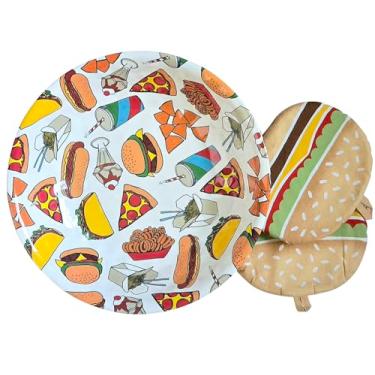 Imagem de Tigela grande de melamina para servir fast food (34,3 cm x 34,3 cm x 6,3 cm) e conjunto de 2 suportes de panela de hambúrguer (20 cm por 16,5 cm)