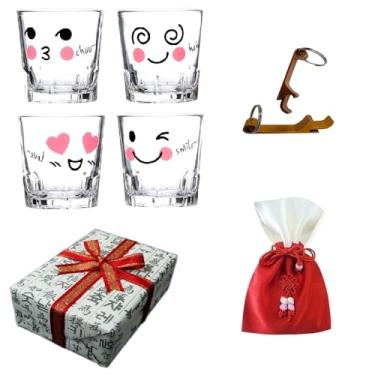 Imagem de MYTEMS Copo de shot Soju de vidro SOJU coreano, conjunto de bolsas de seda (pequeno, TYPE11)